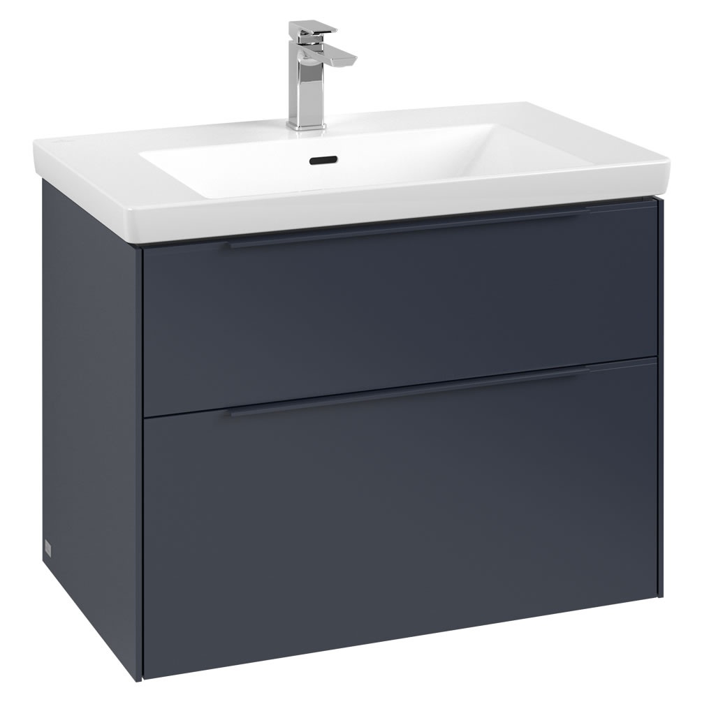 Cutout image of Villeroy & Boch Subway 3.0 800mm Marine Blue Wall-Hung Vanity Unit & Basin